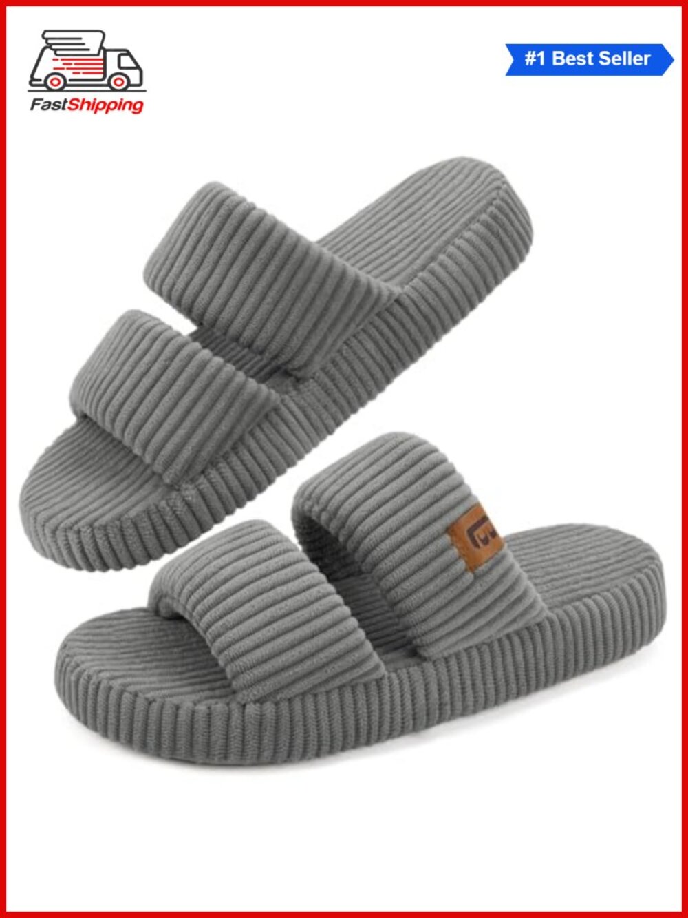 ✨ LongBay Women's Open Toe Memory Foam Slippers Corduroy Indoor House Shoes